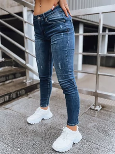 Spodnie damskie - Spodnie damskie jeansowe SEDIT niebieskie Dstreet UY1599 - grafika 1