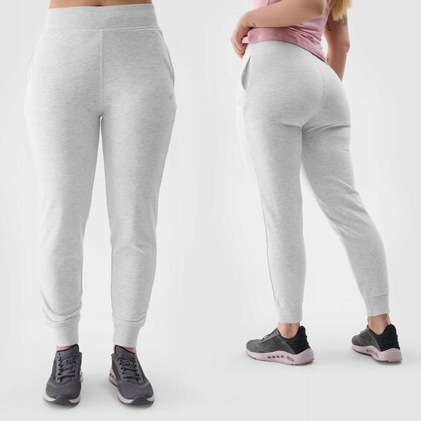 Spodnie Damskie Dresowe 4F Joggery Proste Dresy Szare 4FWSS24TTROF606 S