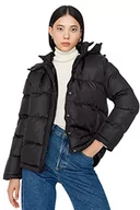 Kurtki damskie - Trendyol Damska bluza z kapturem, jednokolorowa, oversize, kurtka zimowa, czarny, M, Czarny - miniaturka - grafika 1