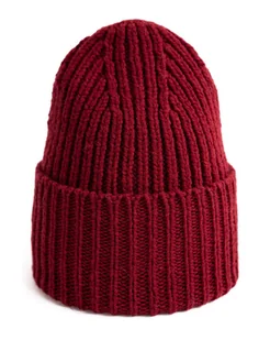 Czapka Damska Młodzieżowa Beanie Podwijana Zimowa 100% Wełna Virgin Polska - Czapki damskie - miniaturka - grafika 1