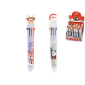 Ozdoby bożonarodzeniowe - Długopis świąteczny wielokolorowy 16 cm renifer / Święty Mikołaj - miniaturka - grafika 1