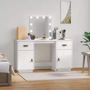 Lumarko Toaletka z LED, vit, lite drewno sosnowe - Toaletki - miniaturka - grafika 1