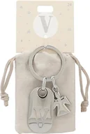 Koszulki i topy damskie - Depesche 11800-024 Srebrny brelok do kluczy z literą V i aniołem stróżem, stop cynku, w zestawie z kolorowym aksamitnym etui - miniaturka - grafika 1