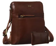 Torby męskie - Torebka męska na co dzień skórzana PETERSON mała miejska saszetka na ramię listonoszka na suwak kieszonki na dokumenty telefon brązowa + etui na klu.. - miniaturka - grafika 1