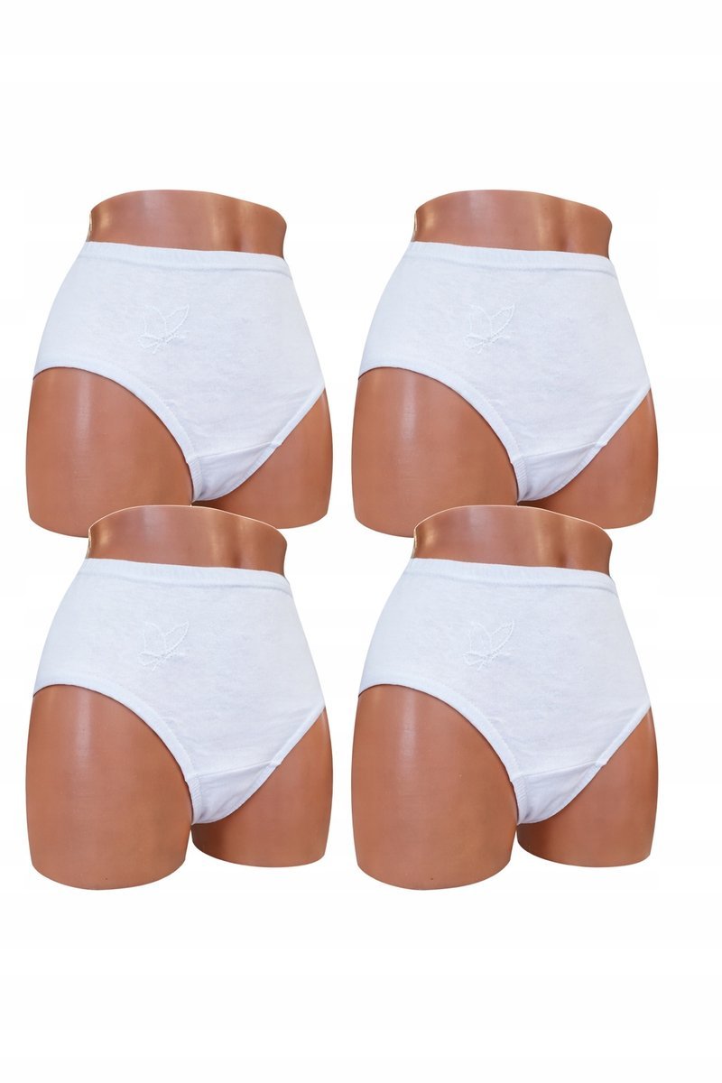 4x Majtki damskie bawełniane białe klasyczne 4 Pak bawełna gładkie 4XL