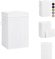 Kosze na bieliznę - vidaXL Bambusowy kosz na pranie z 1 przegrodą biały - Kosze na pranie - miniaturka - grafika 1