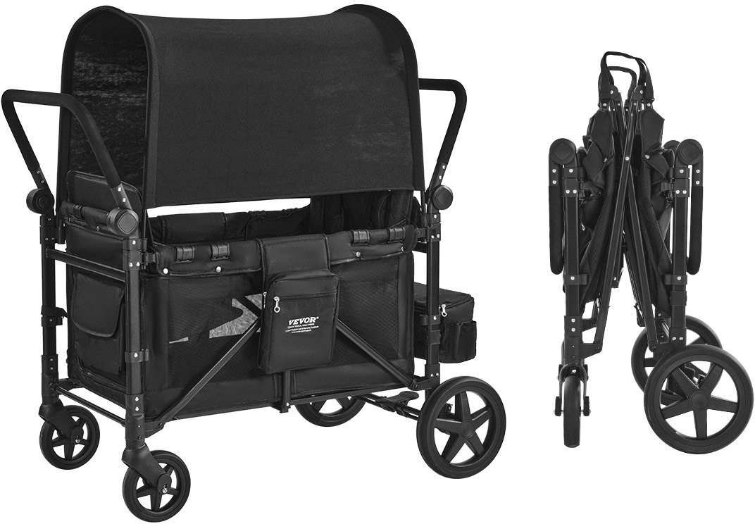 Wózek Wagon dla 4 Dzieci Wielofunkcyjność Amortyzacja Daszek