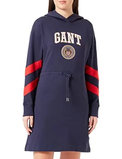 Sukienki - GANT Damska D1. Crest Shield Hoodie Dress sukienka, Classic Blue, M - grafika 1