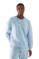 Bluzy męskie - TRENDYOL Męska bluza z mieszanki bawełny - niebieska - regularna L niebieska, NIEBIESKI, L - miniaturka - grafika 1