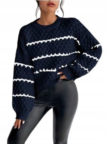 SHEIN SWETER DAMSKI GRANATOWY W PASKI 34 ŁMF
