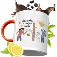 Kubki - KUBEK POMARAŃCZOWY DLA SĄSIADA PREZENT z Nadrukiem ze Zdjęciem + Opakowanie na prezent (wzór 02) - miniaturka - grafika 1