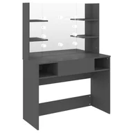 Toaletki - shumee Stolik do makijażu z LED 100x40x135 cm MDF szary - miniaturka - grafika 1