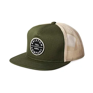 Brixton Męska czapka z daszkiem MESH marki Pledge, wojskowa oliwka/off white, jeden rozmiar, Wojskowy oliwkowy/biały, jeden rozmiar - Czapki damskie - miniaturka - grafika 1