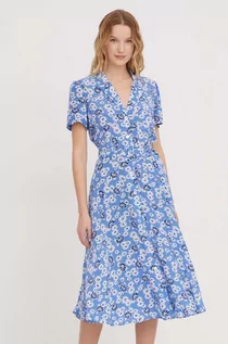 Sukienki - Polo Ralph Lauren sukienka kolor niebieski midi rozkloszowana - grafika 1