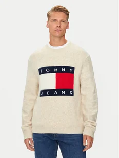 Tommy Jeans Sweter Flag DM0DM19442 Beżowy Regular Fit - Swetry męskie - miniaturka - grafika 1