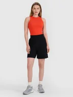 Spodenki damskie - 4F Spodenki dresowe ze strukturalnej dzianiny damskie - czarne L - miniaturka - grafika 1