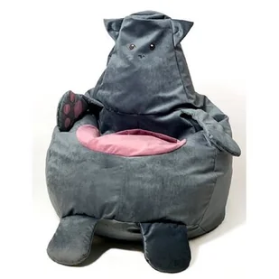 Pufa worek GO GIFT Kotek Szary L 105 x 80 cm - Fotele i pufy dla dzieci - miniaturka - grafika 1