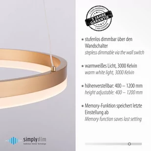 Żyrandol LED Titus, Ø 40 cm, mosiądz matowy - Lampy sufitowe - miniaturka - grafika 4