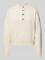 Swetry damskie - Sweter z dzianiny o kroju regular fit z wełną i efektowną przędzą model ‘NALIMA’ - miniaturka - grafika 1