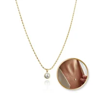 Naszyjniki - Naszyjnik stal szlachetna pozłacana 14k złotem PERŁA NST2181 - miniaturka - grafika 1