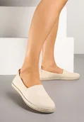 Espadryle damskie - Beżowe Płaskie Espadryle z Plecionką na Podeszwie Julietae - miniaturka - grafika 1