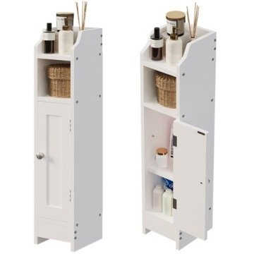 Szafka Łazienkowa Słupek Drzwi Biała Wysoka 4 Półki Nowoczesna Loft 80 CM