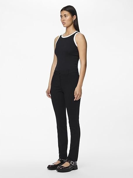 Pieces Spodnie Eleganckie Czarne Proste Długie Na Zamek S/32 Dri