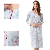 Bielizna nocna - Koszula damska LUNA kod 38 miętowa w różowe kwiaty  3XL - miniaturka - grafika 1