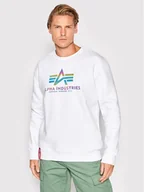 Bluzy męskie - Alpha Industries Bluza Basic Rainbow Print 178302RR Biały Regular Fit - miniaturka - grafika 1
