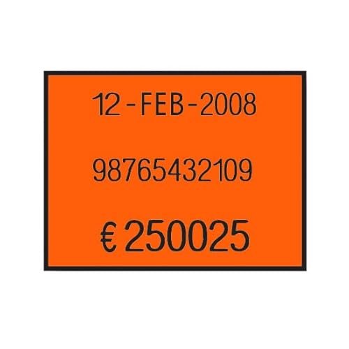 37 x 28 pudełko na etykiety, 24 etykiety do Prezzatrice Orange Fluo Permanent