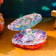 Inne - 1 szt., Elegancka figurka z kryształową muszlą z imitacją perły - idealna do dekoracji domu, na wesela, urodziny i wiele innych okazji - idealny - miniaturka - grafika 1