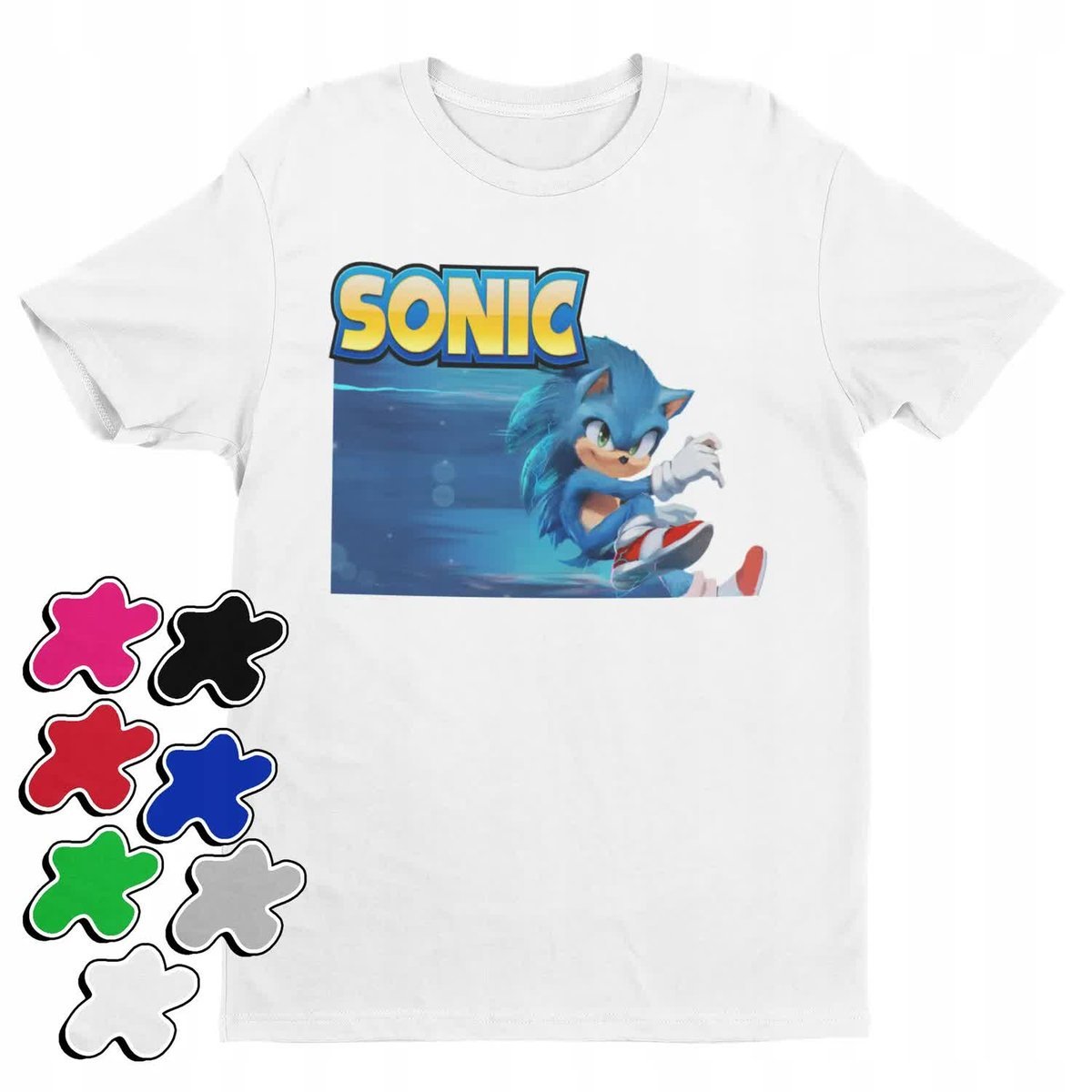 Koszulka T-Shirt Dziecięca Z Nadrukiem Sonic Różne Wzory Kolory -M 134-140