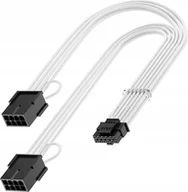 Adaptery i przejściówki - QingSea Adapter przejściówka Przedłużacz Biały 2*8 PIN 12VHPWR 400W 16 AWG QingSea - miniaturka - grafika 1
