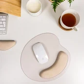 Podkładki pod mysz - Podkładka pod mysz komputerową  jednokolorowa z poduszka wspierającą nadgarstek - beżowa/Accurate - miniaturka - grafika 1