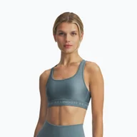 Bielizna sportowa damska - Biustonosz treningowy Under Armour Crossback Mid jasper blue/serpentine WYSYŁKA W 24H 30 DNI NA ZWROT - miniaturka - grafika 1