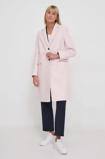 Płaszcze damskie - Tommy Hilfiger płaszcz wełniany kolor różowy przejściowy - grafika 1