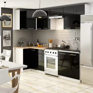 WISZĄCA SZAFKA KUCHENNA OLIWIA W 80cm BIAŁA-CZARNY POŁYSK H720 - Meble kuchenne - miniaturka - grafika 5