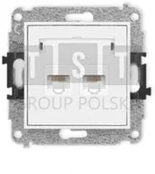 Gniazdka elektryczne - Karlik ICON Mechanizm gniazda komputerowego podwójnego 2xRJ45, kat. 5e, 8-stykowy biały mat 25IGK-2 - miniaturka - grafika 1