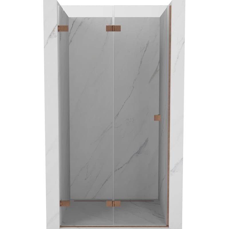 Mexen Lunar-F drzwi prysznicowe składane lewe 85 cm, transparent, miedź szczotkowana - 836-085-000-65-00-L
