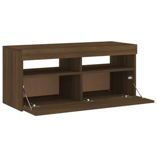 Lumarko Szafka pod TV z oświetleniem LED, brązowy dąb, 90x35x40 cm - Szafki RTV - miniaturka - grafika 11