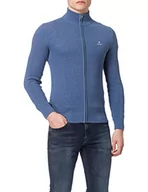 Swetry męskie - GANT Męski bawełniany kardigan z zamkiem błyskawicznym, Denim Blue Mel, XL - miniaturka - grafika 1