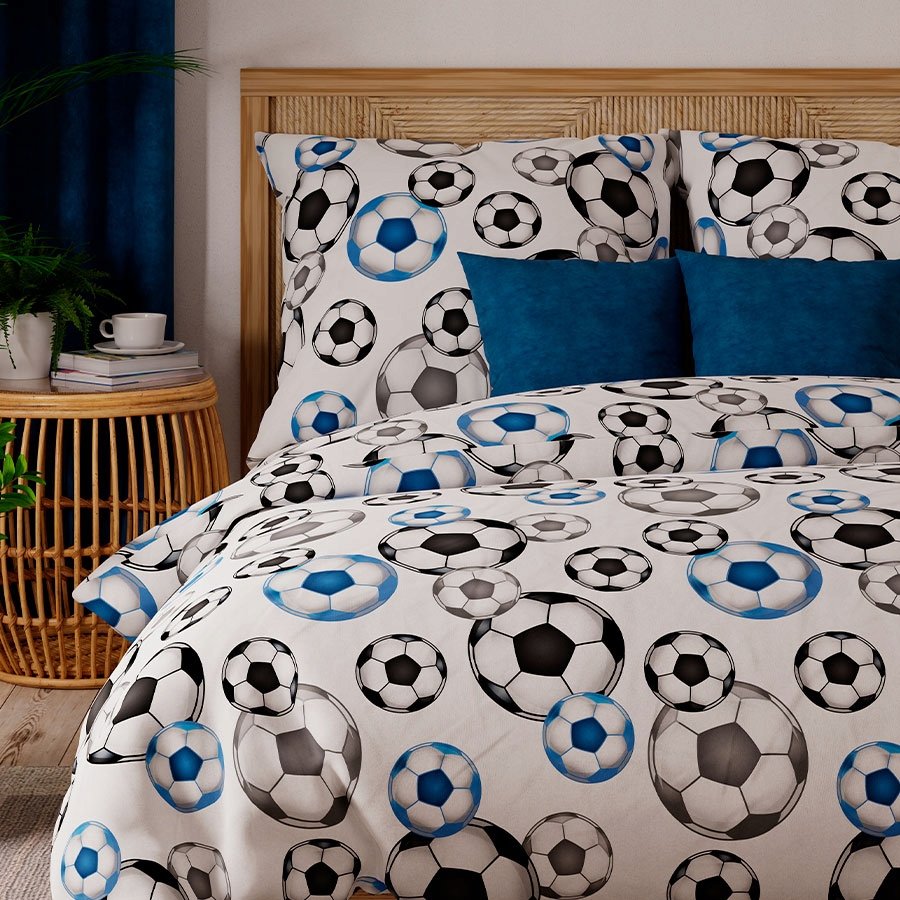 Komplet pościeli Premium z satyny bawełninej 160x200 Piłki Futbol