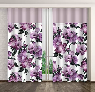 Zasłona Gotowa Na Żabki, 160X270, Biała W Kwiaty, Zml-018 - Zasłony - miniaturka - grafika 1