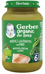 Puree dla dzieci warzywa i mięso Gerber Organic Broccoli &amp; Pea Puree with Turkey od 6 miesięcy 190 g (8445290155757) - Dania dla dzieci - miniaturka - grafika 1