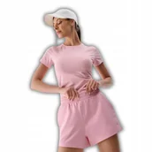 Spodenki damskie - 4F Spodenki Damskie Sportowe Bawełna Wysoki Stan Różowe Rozmiar XS - miniaturka - grafika 1