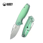 Noże - Nóż składany Kubey Tityus Green Titanium, Bead Blasted 14C28N (KB360B) - miniaturka - grafika 1