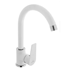 Invena Bateria zlewozmywakowa Dokos z wylewką L biały/chrom - Baterie kuchenne - miniaturka - grafika 1