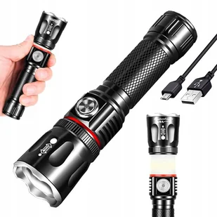 Mocna Latarka Led Akumulatorowa Taktyczna Zoom Usb - Latarki - miniaturka - grafika 1