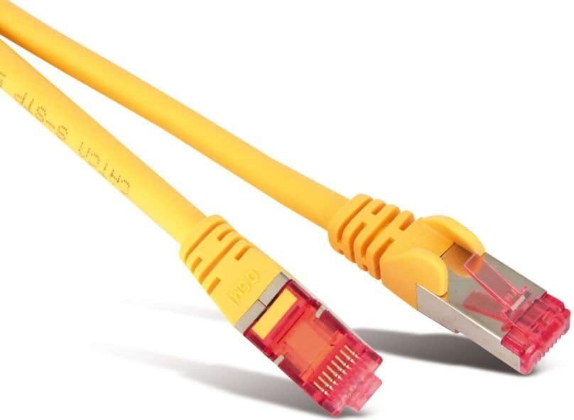 Kabel sieciowy patch S/CONN, kat. 6A, S/FTP, PIMF, bezhalogenowy, GHMT-CERTIFIED, żółty, 1,0 m (75711-AY)