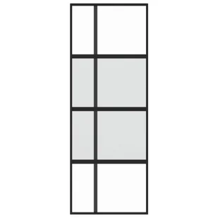 Drzwi przesuwne, czarne, 76x205 cm, szkło hartowane, aluminium 8721012120624 - Drzwi wewnętrzne - miniaturka - grafika 4